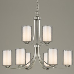 Dalton 9-Light Chandelier in Satin Nickel with White & Seeded Glass