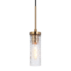 Matteo Lighting Weaver Aged Gold Brass Mini-Pendant Light with Cylindrical Shade