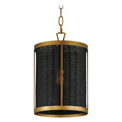 Rattan Natural Aged Brass Mini Pendant by Maxim Lighting