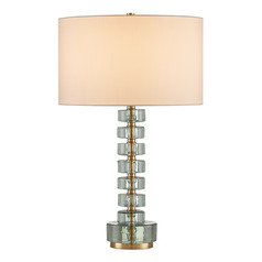 Currey and Company Mystras Clear & Antique Brass Table Lamp with Drum Shade