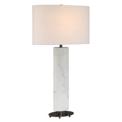 Currey and Company Stanhope White & Bronze Table Lamp with Oval Shade