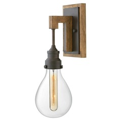 Denton 15.75-Inch Wall Sconce in Iron & Walnut by Hinkley Lighting