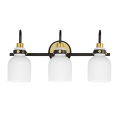 Milk Satin Brass & Black Bathroom Light by Maxim Lighting