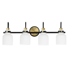 Milk Satin Brass & Black Bathroom Light by Maxim Lighting