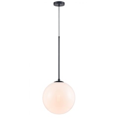 Delilah 14-Inch Pendant in Black with White Glass by Avenue Lighting