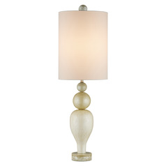 Currey and Company Hutson Warm Ivory & Light Olive Table Lamp with Cylindrical Shade