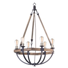 Lodge Weathered Oak & Bronze Chandelier by Maxim Lighting