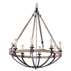 Lodge Weathered Oak & Bronze Chandelier by Maxim Lighting