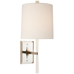 Barbara Barry Refined Rib Sconce in White & Nickel by Visual Comfort Signature