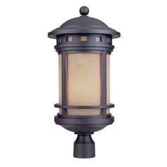 Post Light with Amber Glass in Oil Rubbed Bronze Finish