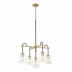 Arcwell Chandelier in Black & Brass by Evolv by Justice Design Group