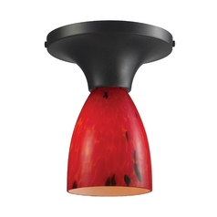 Semi-Flushmount Light with Art Glass in Dark Rust Finish