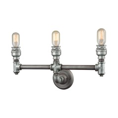 Industrial Bathroom Light Weathered Zinc Cast Iron Pipe by Elk Lighting