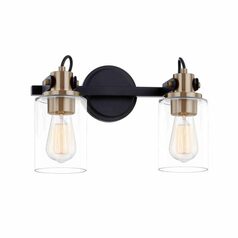 Brooklyn Bath Bar in Black & Brass by Evolv by Justice Design Group