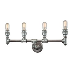 Industrial Bathroom Light Weathered Zinc Cast Iron Pipe by Elk Lighting