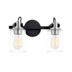 Brooklyn 2-Light Bath Bar in Black & Nickel by Evolv by Justice Design Group