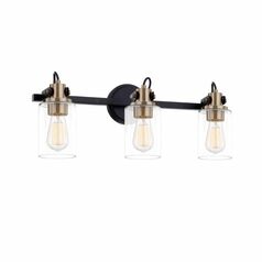 Brooklyn 3-Light Bath Bar in Black & Brass by Evolv by Justice Design Group