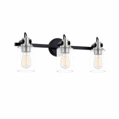 Brooklyn 3-Light Bath Bar in Black & Nickel by Evolv by Justice Design Group