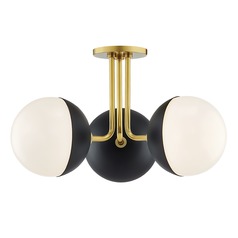 Renee Aged Brass & Black Semi-Flush Mount by Mitzi by Hudson Valley