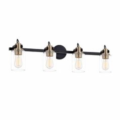 Brooklyn 4-Light Bath Bar in Black & Brass by Evolv by Justice Design Group