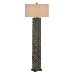 Currey and Company Eden Black Floor Lamp with Drum Shade