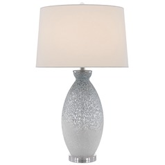 Currey and Company Hatira Pale Blue / White Table Lamp with Drum Shade