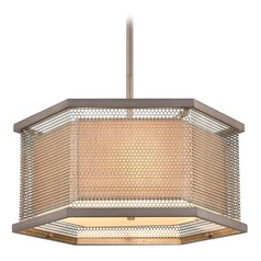 Elk Lighting Crestler Weathered Zinc, Polished Nickel Pendant Light with Hexagon Shade