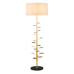Currey and Company Vittoria Antique Gold Leaf Floor Lamp with Drum Shade