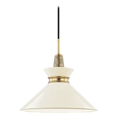 Kiki Aged Brass & Cream Pendant by Mitzi by Hudson Valley