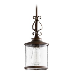 Seeded Glass Mini Pendant Copper by Quorum Lighting