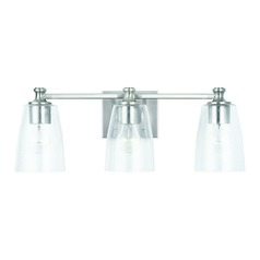 Myles Brushed Nickel 3-Light Bath Light with Clear Seeded Glass by HomePlace by Capital Lighting