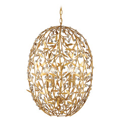 Currey and Company Secret Clear & Contemporary Gold Leaf & Contemporary Gold Mini-Chandelier
