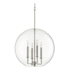 Satin Nickel Pendant with Globe Shade by Quorum Lighting
