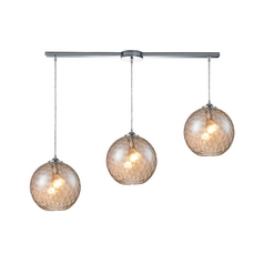 Multi-Light Pendant with Amber Glass - Three Lights