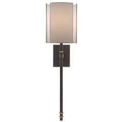 Currey and Company Rocher Hand Rubbed Bronze / Gold Leaf Sconce
