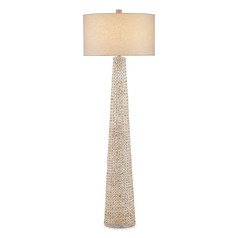 Currey and Company Birdsong Whitewash Floor Lamp with Drum Shade