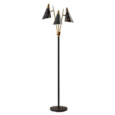 Adesso Home Nadine Matte Black & Antique Brass Floor Lamp with Conical Shade