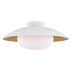 Cadence White Lustro & Gold Leaf Semi-Flush by Mitzi by Hudson Valley