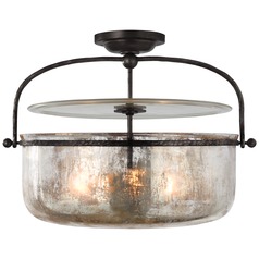 E.F. Chapman Lorford Semi-Flush in Aged Iron by Visual Comfort Signature