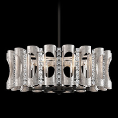 Schonbek Worldwide Lighting Twilight Antique Silver Pendant Light with Drum Shade
