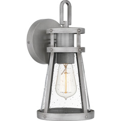 Barber Antique Brushed Aluminum Outdoor Wall Light by Quoizel Lighting