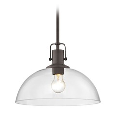 Nautical Bronze Pendant Light with Clear Glass 13-Inch Wide