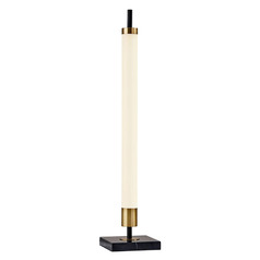 Adesso Home Piper Black and Antique Brass LED Table Lamp with Cylindrical Shade