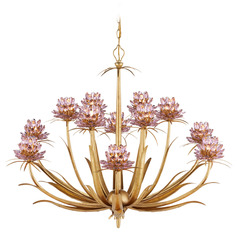 Currey and Company Marilee Dutch Gold Leaf LED Crystal Chandelier
