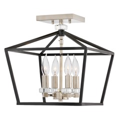 Stinson 4-Light Black & Polished Nickel 13-Inch Semi-Flush Mount by Hinkley Lighting