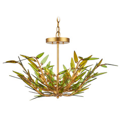 Currey and Company Babylon Green & Contemporary Gold Leaf & Contemporary Gold Chandelier