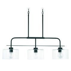 Jake 36-Inch Island Light in Matte Black with Clear Seeded Glass