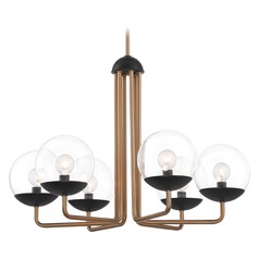 Outer Limits Painted Bronze & Natural Brushed Brass Chandelier by George Kovacs