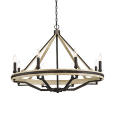 Sonoma 8-Light Chandelier in Dark Bronze & Wood by Minka Lavery