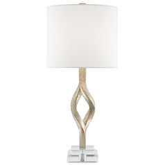 Currey and Company Elyx Chinois Silver Leaf Table Lamp with Drum Shade